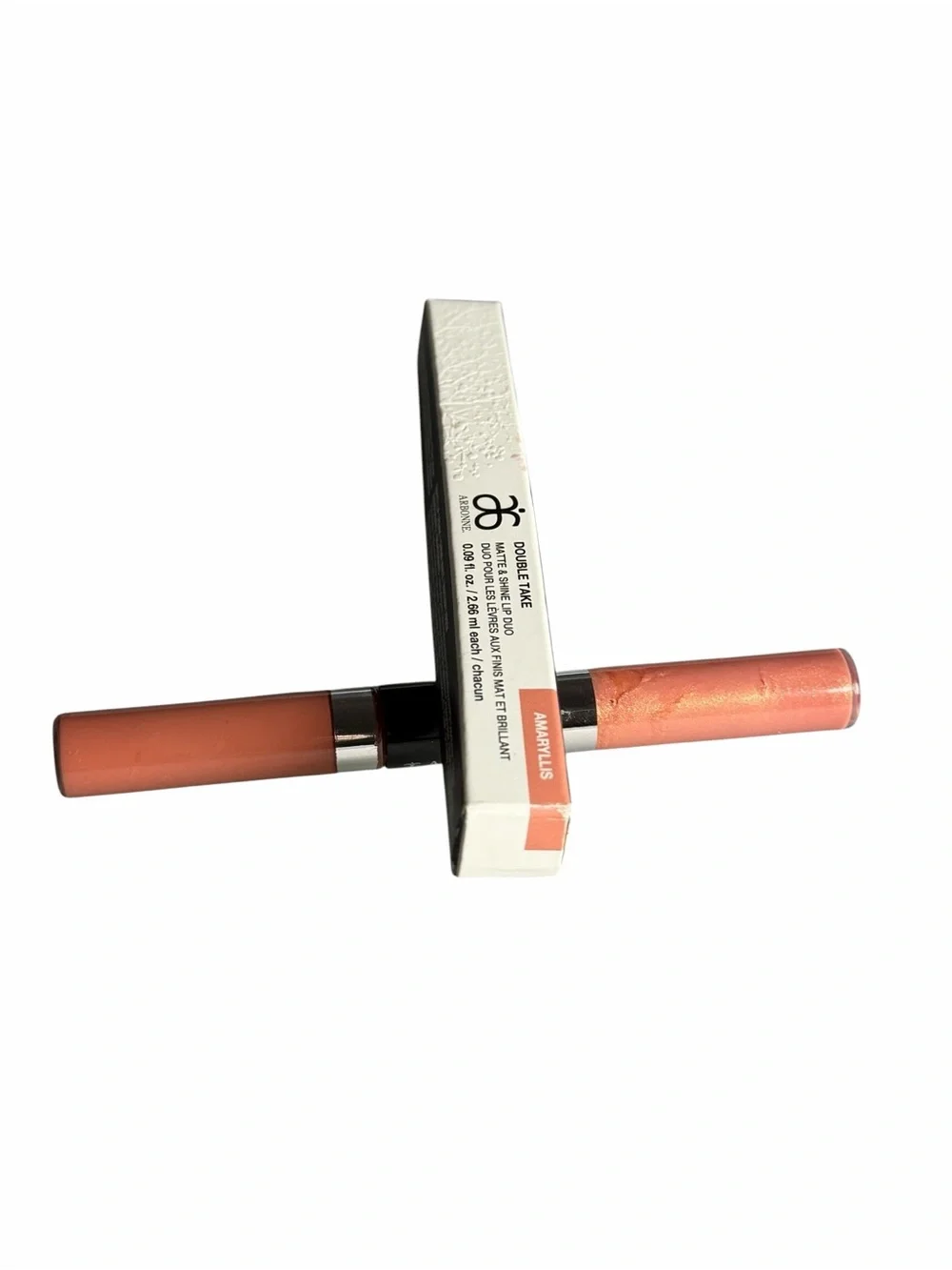 Arbonne Double Take Matte & Shine Lip Duo in Amaryllis (Peachy Coral) BNIB